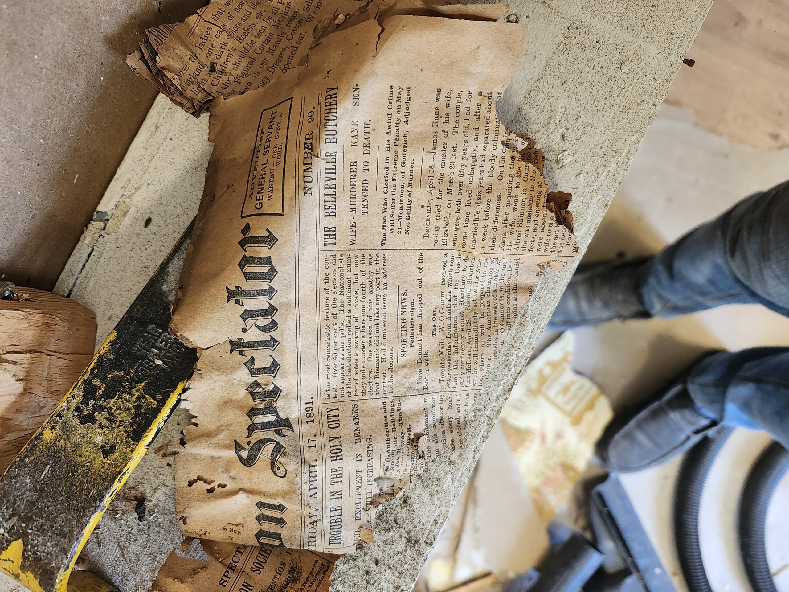 1800's newspaper found during demolition