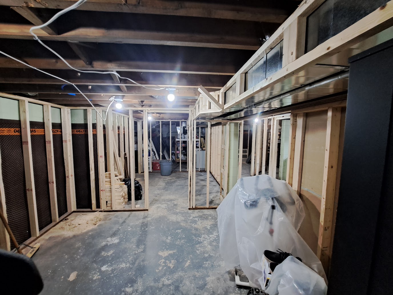Basement partition and bulkhead framing